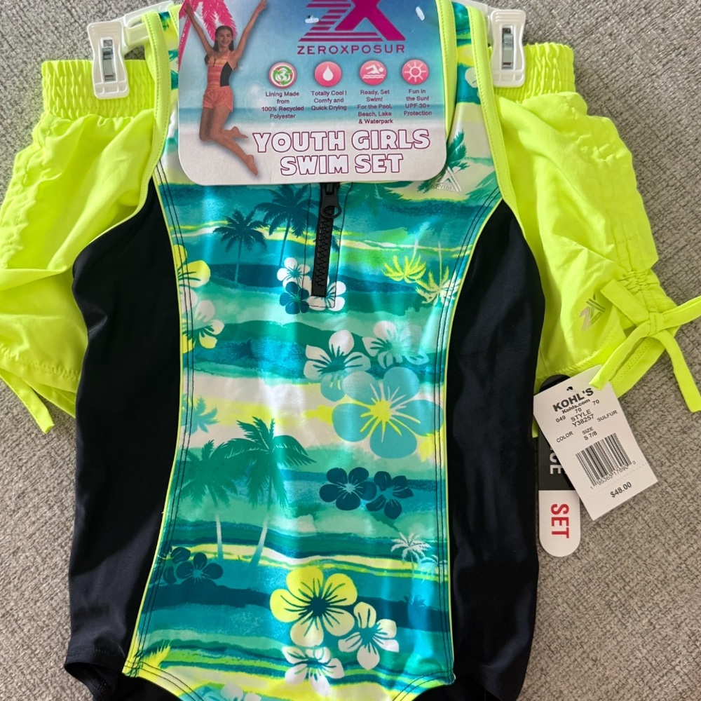 ZeroXposur Kids Swim One Piece - Neon Yellow and Black